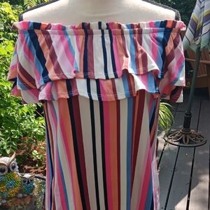 Striped Off-Shoulder Ruffle Top